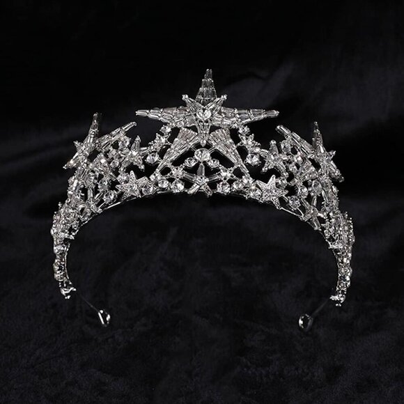 Silver Crystal Tiara Crown Bridal Hair Accessories for Weddings Prom Pageants main image 5